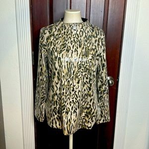 Chicos sequins animal print, mock neck fully lined top